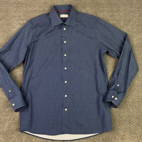 Eton Contemporary Fit Shirt Men's 42 16.5 Brighton Blue White florets Button Up - Picture 2 of 13